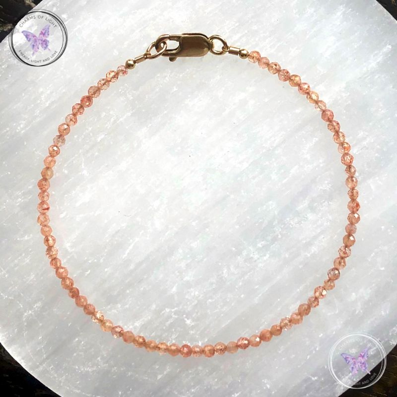 Sunstone Micro Faceted Beaded Bracelet